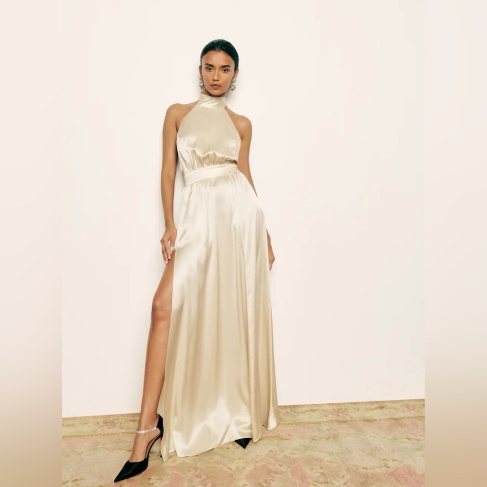 Reformation Alani Silk Halter Dress